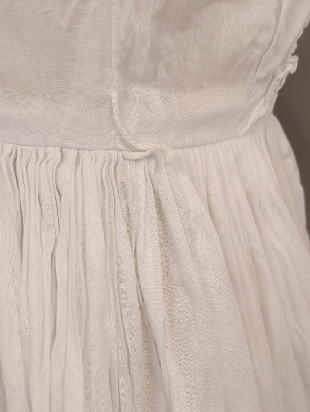 Vintage 50s White Sleeveless Midi Dress Blue Floral Embroidery Fit & Flare SeeMs - Picture 6 of 14